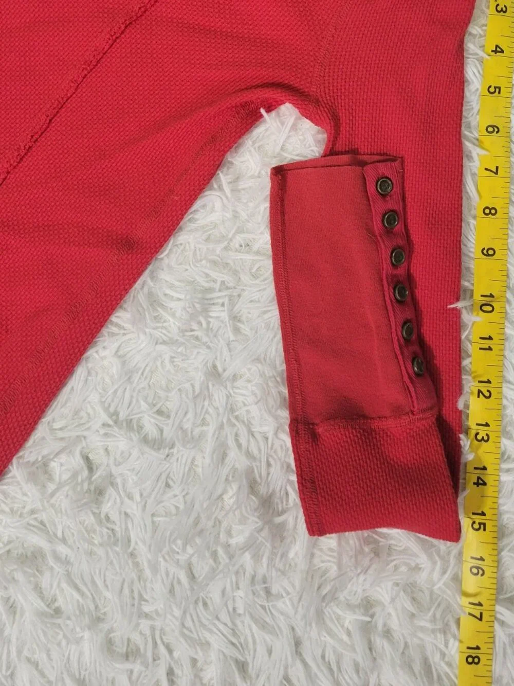 Free People Red Crochet Hood Hoodie Sweater Gold Metallic Snap Cuff Modal Size S